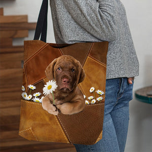 Chesapeake Bay Retriever Holding Daisy All Over Printed Tote Bag
