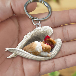 Chicken Sleeping Angel Acrylic Keychain