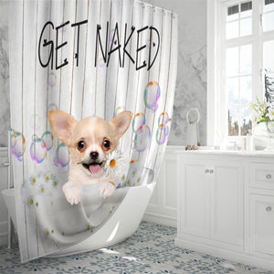 Chihuahua Get Naked Daisy Shower Curtain