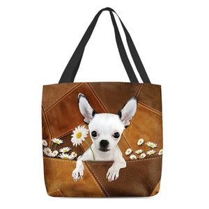 Chihuahua031 Holding Daisy All Over Printed Tote Bag