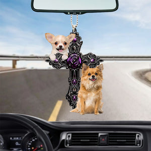 Chihuahua08 Pray For God Car Hanging Ornament