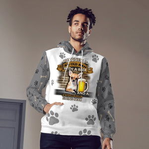Happiness Is An Old Man With A Beer And A Chihuahua Hoodie