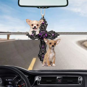 Chihuahua2 Pray For God Car Hanging Ornament