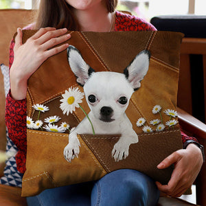 Chihuahua 2 Holding Daisy Pillow Case