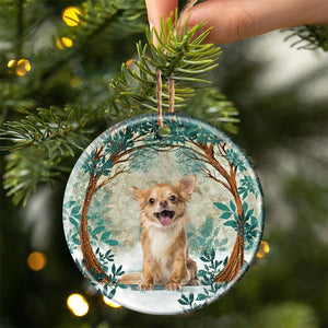 Chihuahua 02 Among Forest Porcelain/Ceramic Ornament