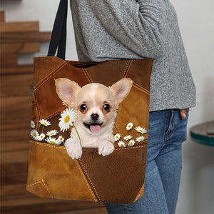 Chihuahua1 Holding Daisy All Over Printed Tote Bag