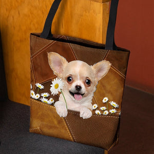 Chihuahua1 Holding Daisy All Over Printed Tote Bag