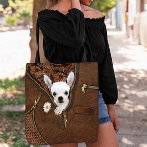 Chihuahua1 Holding Daisy Tote Bag