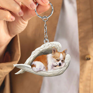 Chihuahua Sleeping Angel Acrylic Keychain