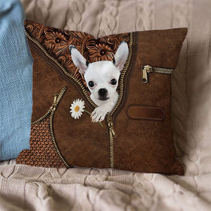 Chihuahua 3 Holding Daisy Pillow Case