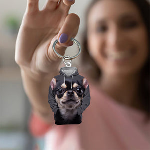 Chihuahua 3D Graphic Hoodie Acrylic Keychain