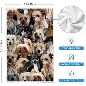 A Bunch Of Chinese Cresteds Kitchen Towel