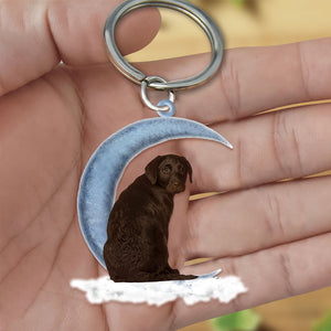 Chocolate Labrador Retriever On The Moon Flat Acrylic Keychain