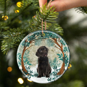 Chocolate Labrador Retriever Among Forest Porcelain/Ceramic Ornament
