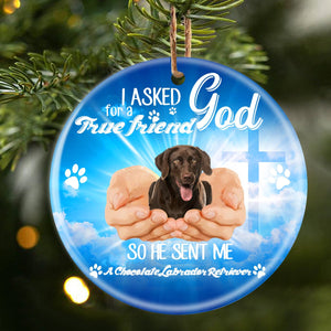 God Send Me A/An Chocolate Labrador Retriever Porcelain/Ceramic Ornament