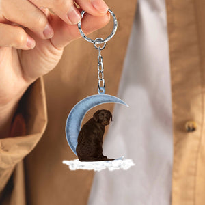 Chocolate Labrador Retriever On The Moon Flat Acrylic Keychain