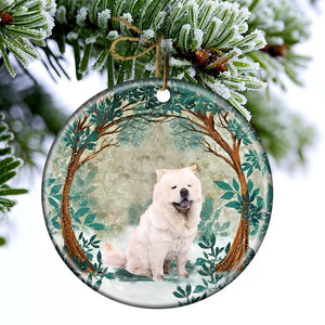 Chow Chow Among Forest Porcelain/Ceramic Ornament