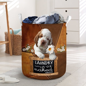 Clumber Spaniel Laundry Today Or Naked Tomorrow Laundry Basket