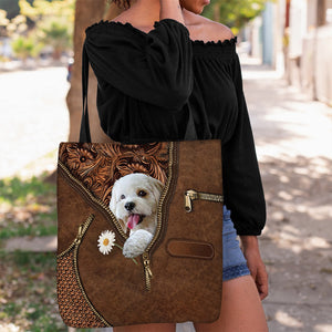 Cockapoo Holding Daisy Tote Bag