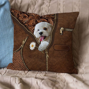 Cockapoo Holding Daisy Pillow Case