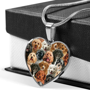 A Bunch Of Cockapoos Heart Necklace