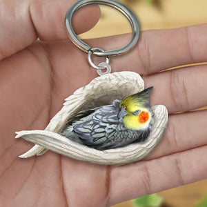 Cockatiel Sleeping Angel Acrylic Keychain