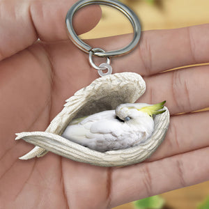Cockatoo Sleeping Angel Acrylic Keychain