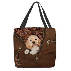 Cocker Spaniel Holding Daisy Tote Bag