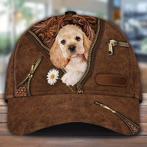 Cocker Spaniel Holding Daisy Unisex Cap