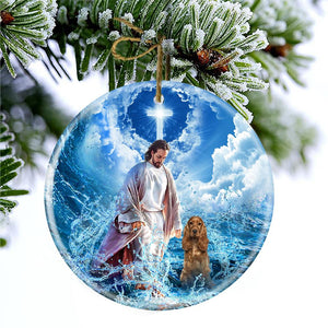 Cocker Spaniel And God Walking On The Ocean Wave Porcelain/Ceramic Ornament