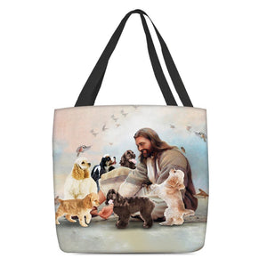 Jesus Surrounded By Cocker Spaniels Tote Bag