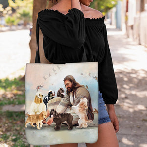 Jesus Surrounded By Cocker Spaniels Tote Bag
