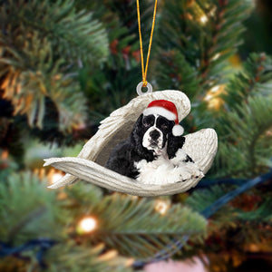 Cocker Spaniel(Black and white) Sleeping Angel Christmas Ornament