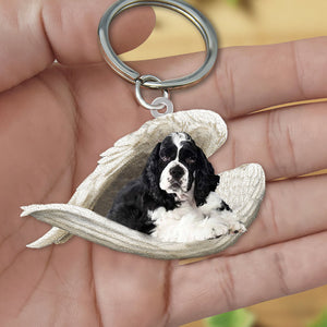 Cocker Spaniel(Black and white)1 Sleeping Angel Acrylic Keychain