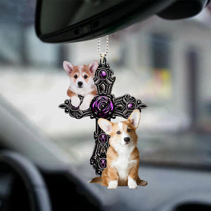 Corgi-Pray For God Car Hanging Ornament