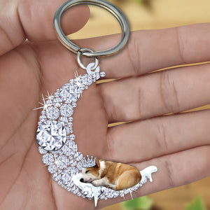 Corgi Sleeping On A Diamond Moon Acrylic Keychain