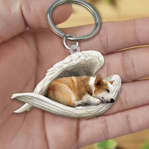 Corgi Sleeping Angel Acrylic Keychain