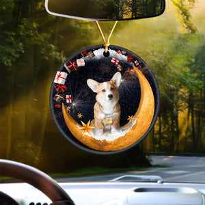 Corgi Fashion Moon Car Hanging Ceramic Ornament