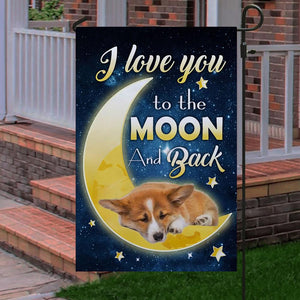 Corgi I Love You To The Moon And Back Garden Flag