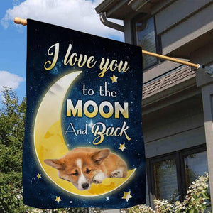 Corgi I Love You To The Moon And Back Garden Flag