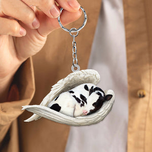Cow Sleeping Angel Acrylic Keychain