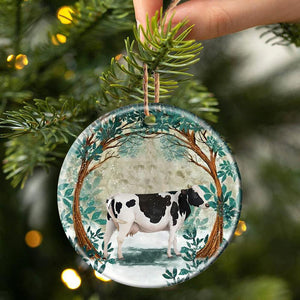 Cow Among Forest Porcelain/Ceramic Ornament