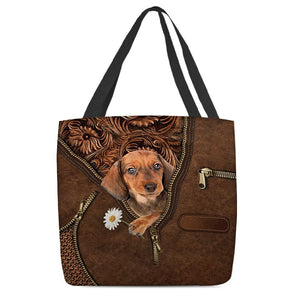 Dachshund 3 Holding Daisy Tote Bag