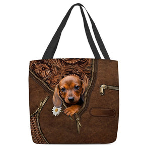 Dachshund Holding Daisy Tote Bag