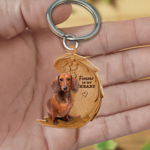 Dachshund023 In My Heart Flat Acrylic Keychain