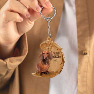 Dachshund023 In My Heart Flat Acrylic Keychain