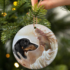 New Release - Dachshund 02 With God Porcelain/Ceramic Ornament