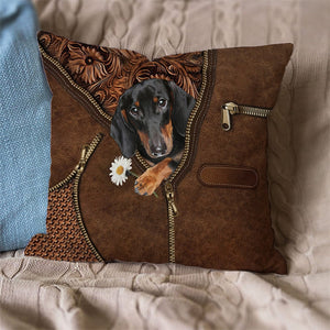 Dachshund 3 Holding Daisy Pillow Case