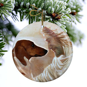 New Release - Dachshund 03 With God Porcelain/Ceramic Ornament