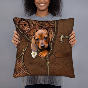 Dachshund 2 Holding Daisy Pillow Case